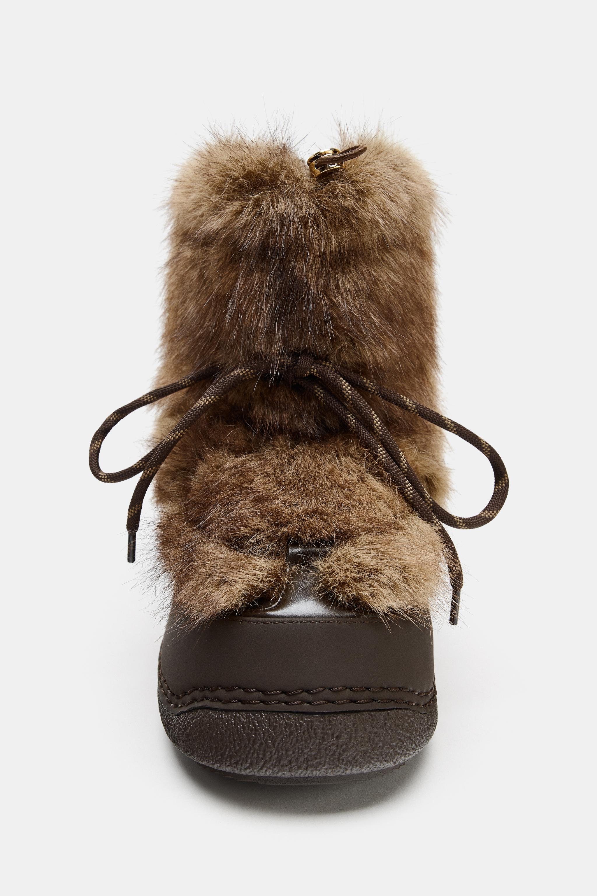 FAUX FUR COMBINED ANKLE BOOTS SKI COLLECTION
